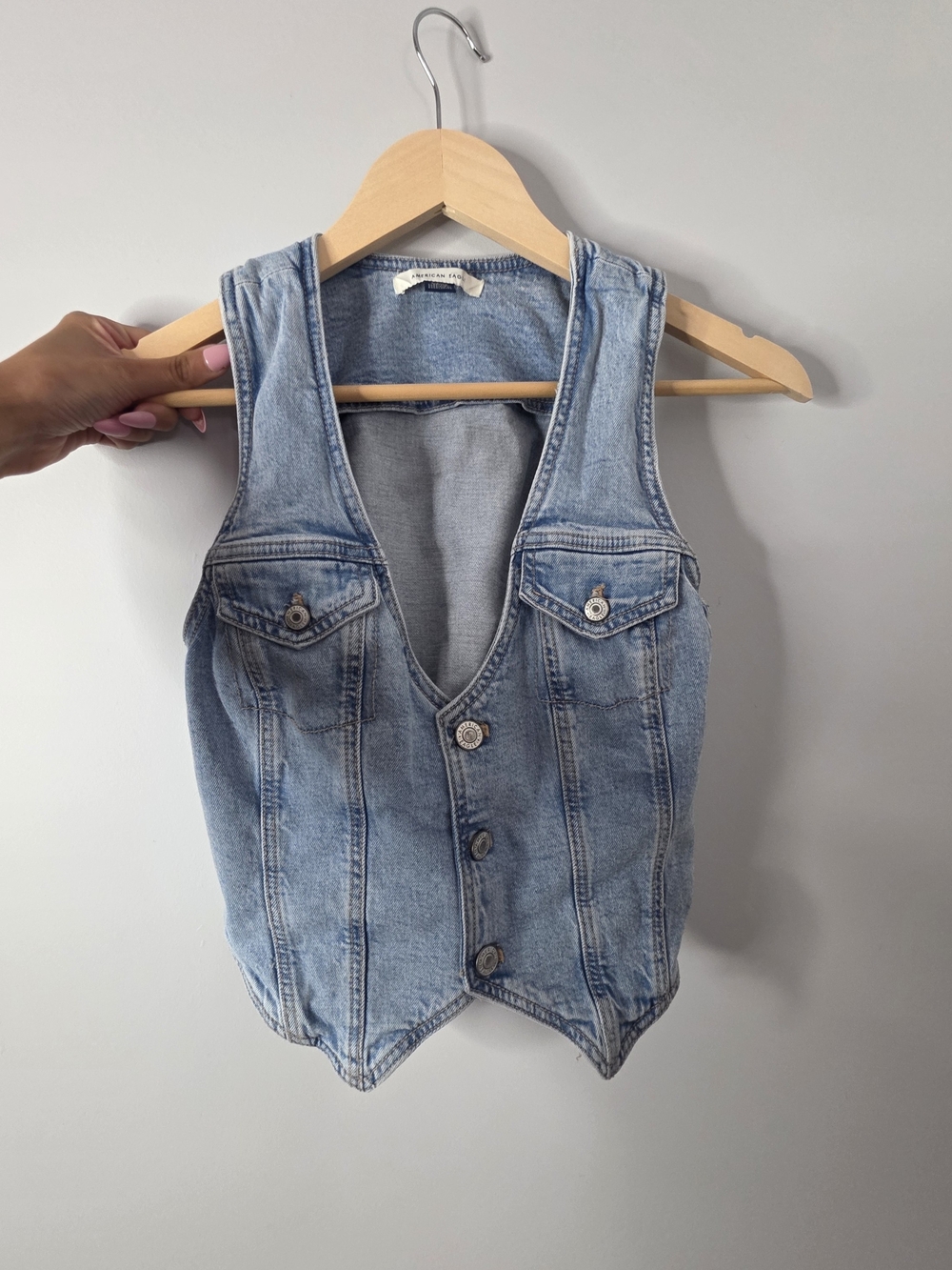 American Eagle Outfitters Light Blue Western Denim Vest